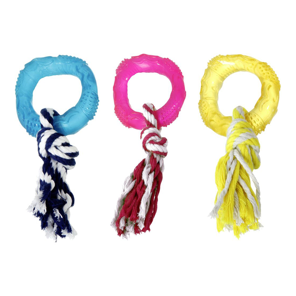 Flamingo mänguasi koertele “Wedda” rõngas nööriga, 8cm, assortii