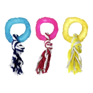 Flamingo mänguasi koertele “Wedda” rõngas nööriga, 8cm, assortii