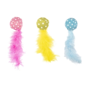 FLMG mänguasi kassidele “Polka” pall sulgedega, assortii 560005