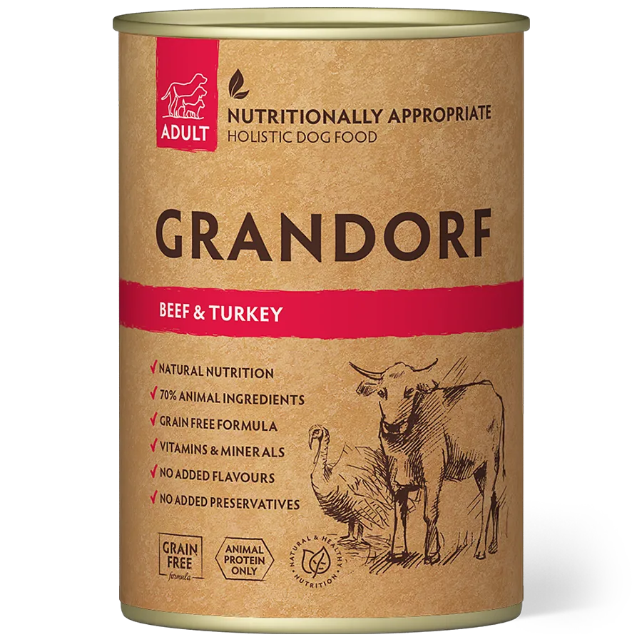 Grandorf Veise- ja Kalkuniliha konserv Koertele 6x400g