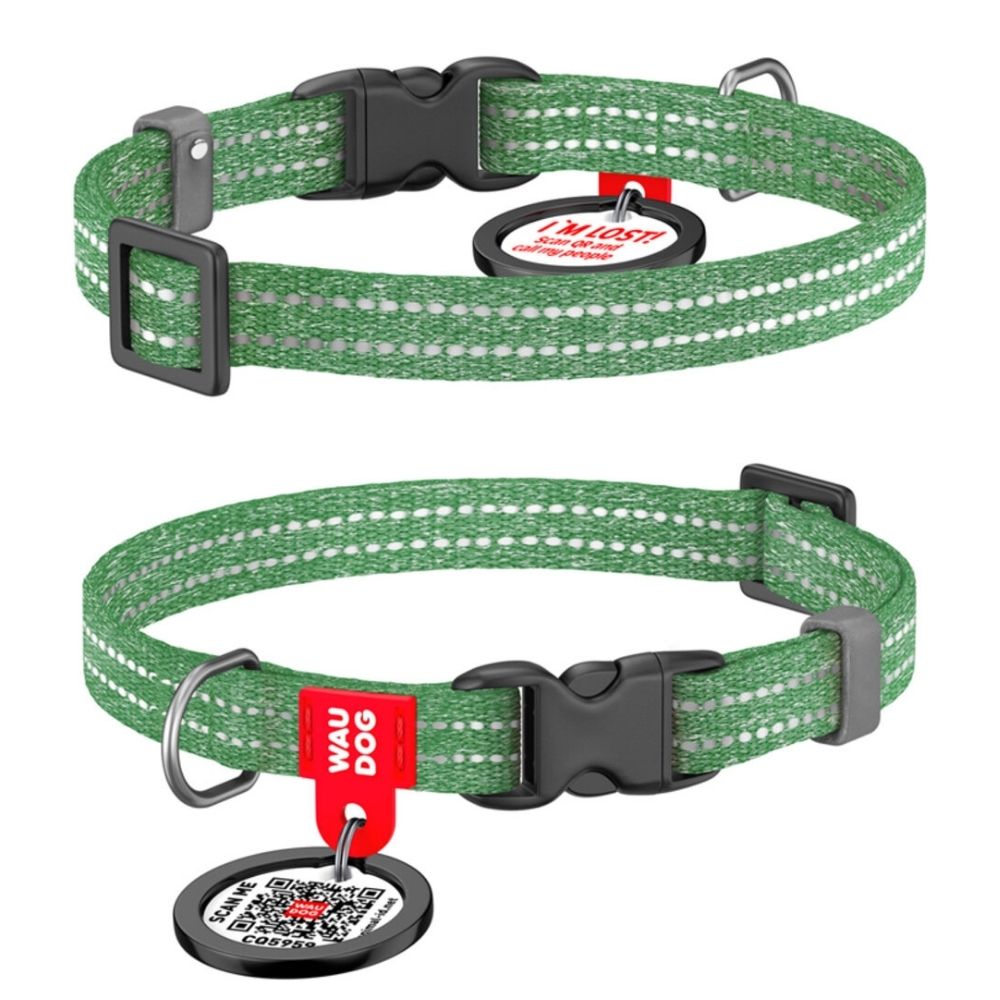 WAUDOG kaelarihm koertele QR-passiga, roheline, XS