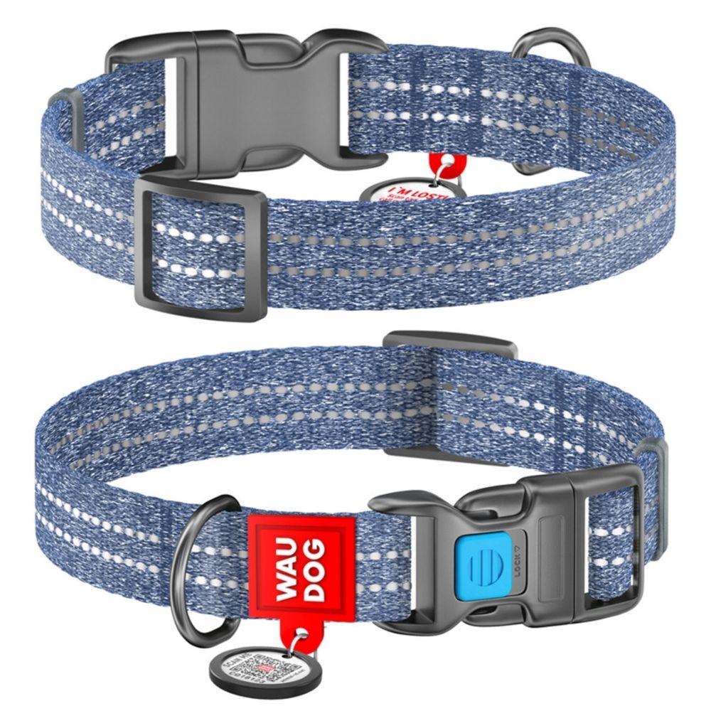 WAUDOG kaelarihm koertele QR-passiga, sinine, M