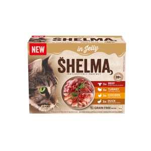 Shelma kassieined lihaga zelees 12x85g veis,kana,part,kalkun