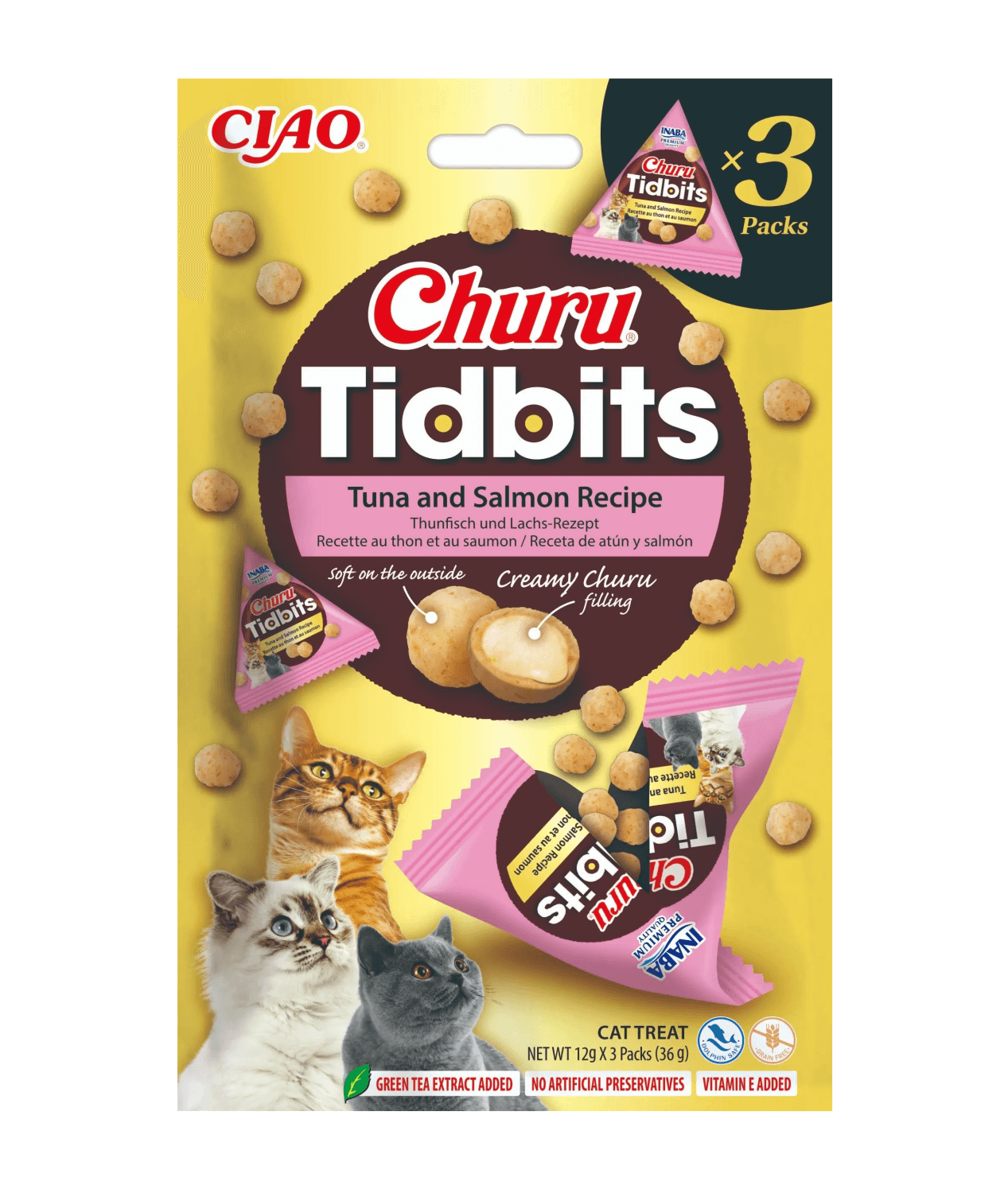 Inaba Churu Tidbits Tuna and Salmon Recipe 3P