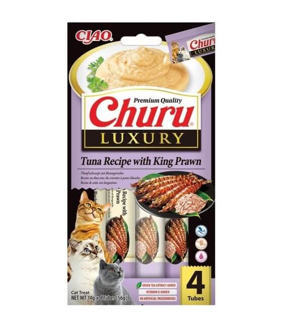 Inaba Churu Luxury Tuna Recipe with King Prawn 4x14g