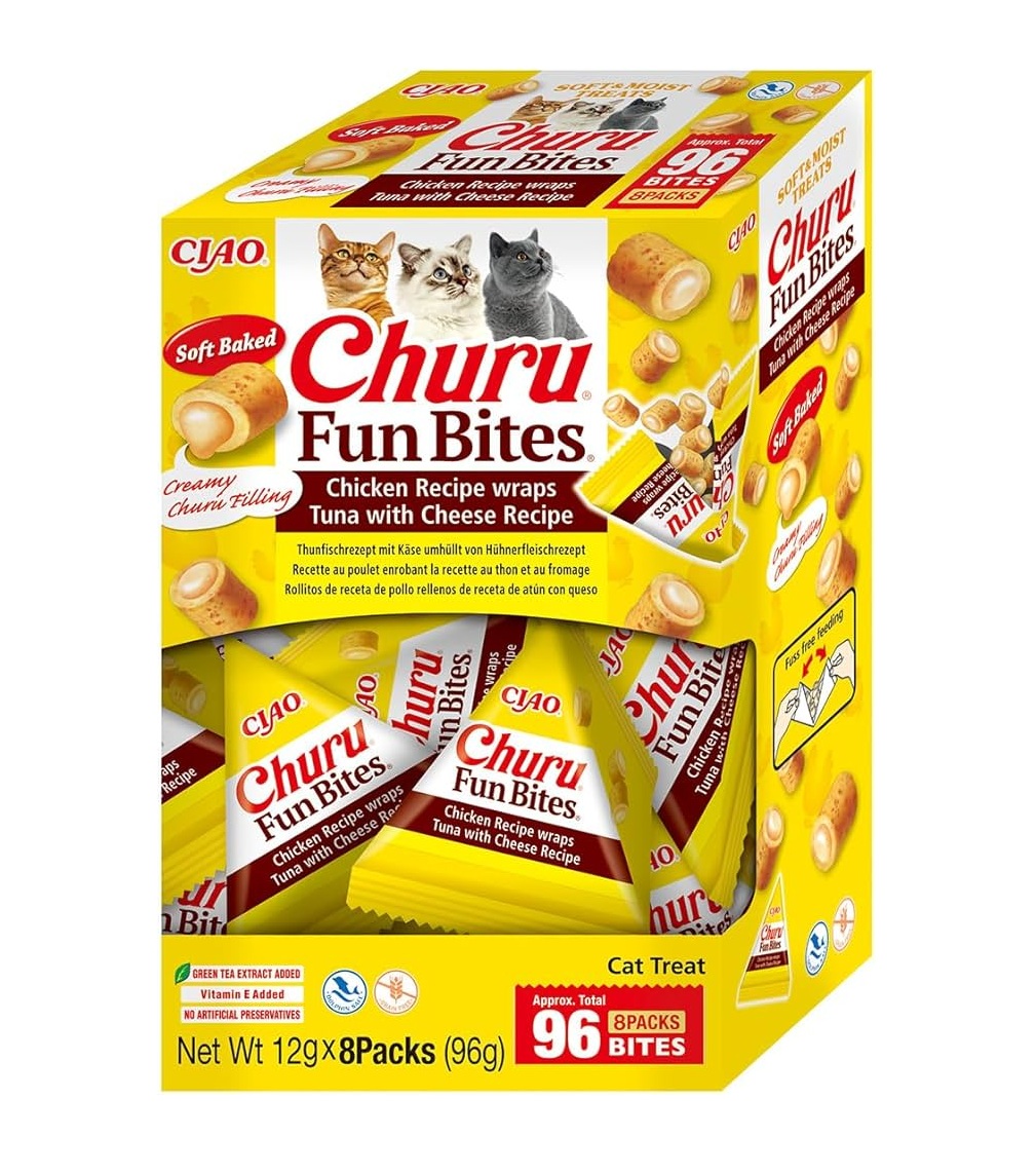 Inaba Churu Fun Bites Chicken Recipe Wraps Tuna with Cheese Recipe 8x12g