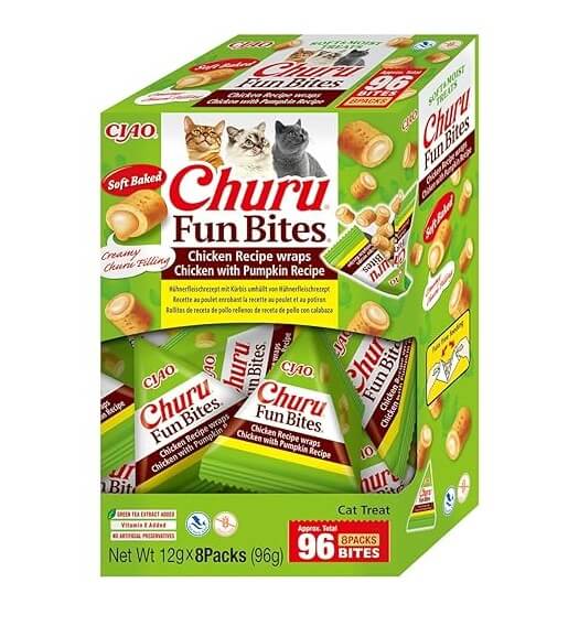 Inaba Churu Fun Bites Chicken Recipe Wraps Chicken with Pumpkin Recipe 8x12g