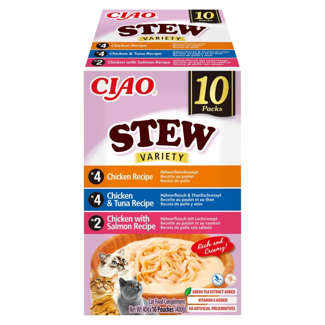 Inaba Cat Ciao Stew multipakk kana, tuunikala ja lõhe maitsega 10x40g