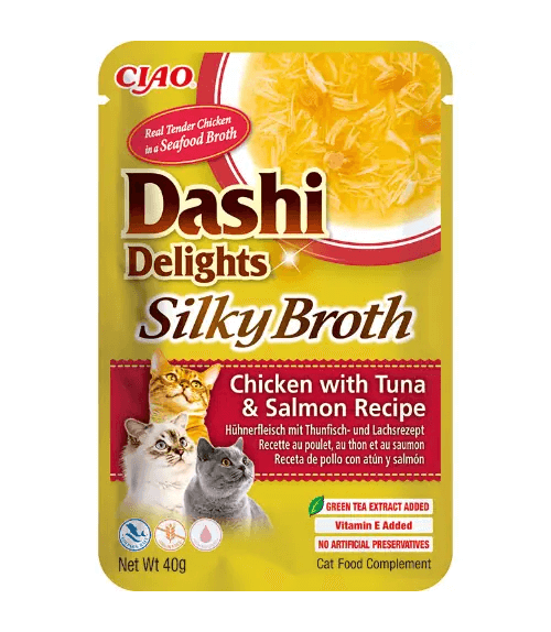 Inaba Dashi Delights Silky Broth Chicken with Tuna & Salmon Recipe 40g