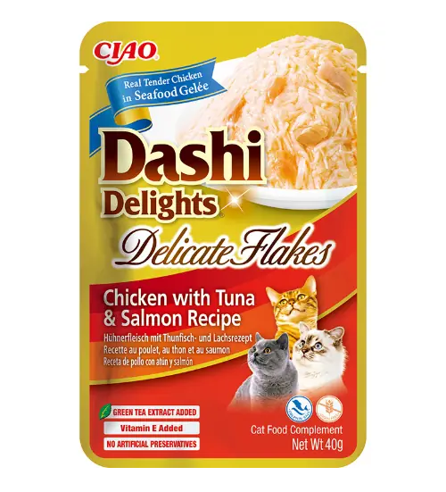 Inaba Dashi Delights Delicate Flakes Chicken with Tuna & Salmon Recipe 40g