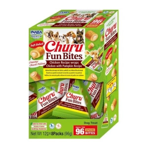 Inaba Churu Dog Fun Bites Chicken Recipe Wraps Chicken with Pumpkin Recipe 8x12g
