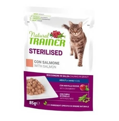 Trainer Natural Cat Sterilised Salmon Busta 85g konserv