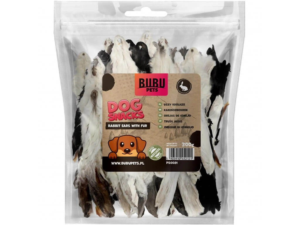 Bubu Pets koeramaius kuivatatud küüliku kõrvad karvadega 300g