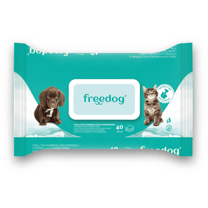 Freedog kloorheksidiiniga puhastuslapid lemmikule 40tk