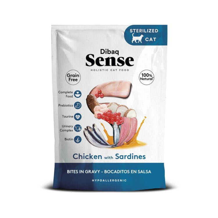 Dibaq Sense teraviljavaba kana ja sardiiniga konserv steriliseeritud kassile 100g