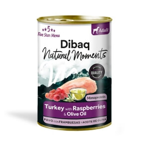 Dibaq Natural Moments 5 Star kalkuni ja vaarikaga konserv koertele 380g