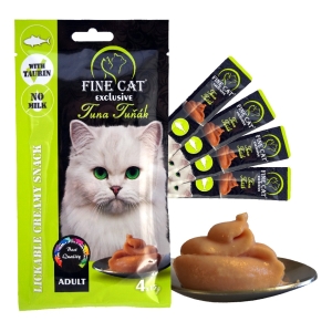 FINE CAT Exclusive TUUNIKALAGA Kreemjas suupiste kassidele .4x15g