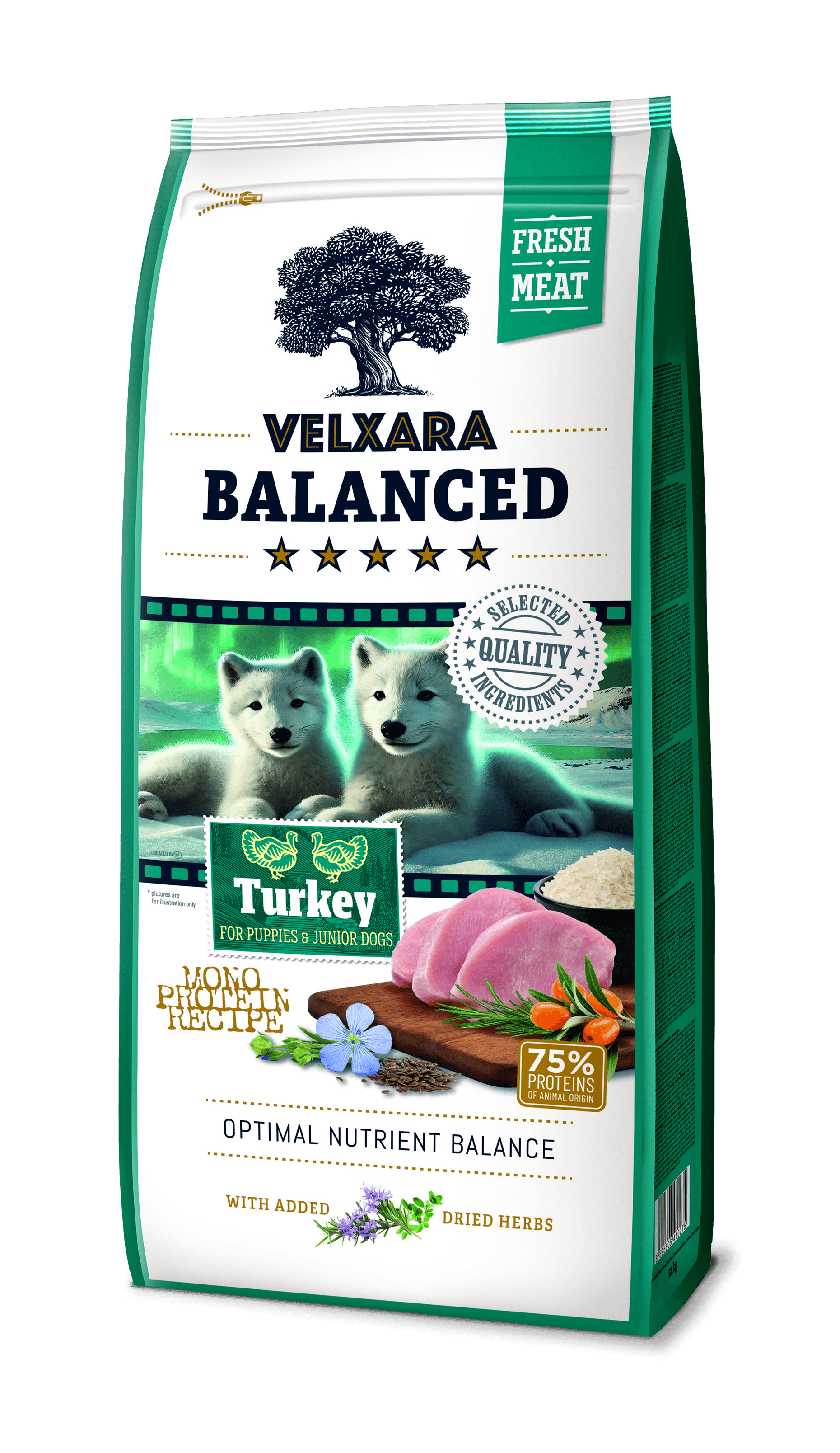 Velxara balanced kutsikatele värske kalkunilihaga  12kg