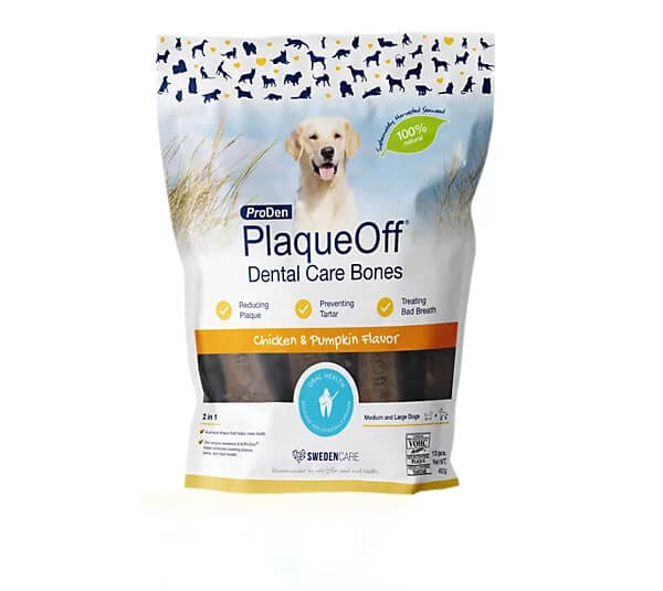 PlaqueOff Dental Bones kana ja kõrvits 482g  närimismaiused hambakivi ja hambakatu ennetamiseks ja eemaldamiseks