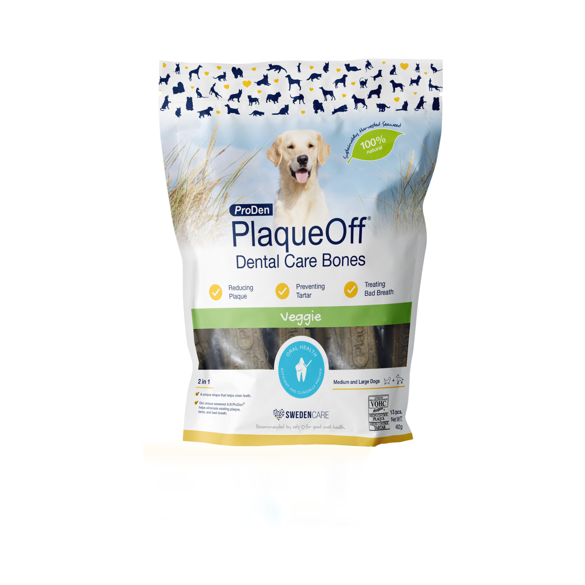 PlaqueOff Dental Bones Veggie 482g närimismaiused hambakivi ja hambakatu ennetamiseks ja eemaldamiseks