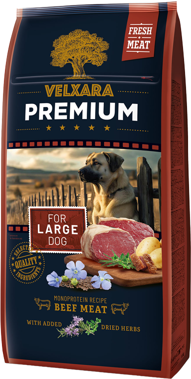 Velxara premium LARGE täisk.koertele veisega  750g