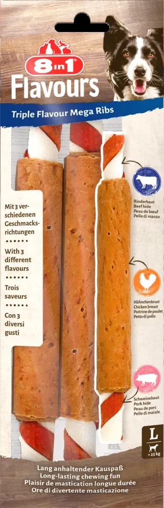 Лакомство для собак 8in1 Triple Flavour Мега-ребрышки 140г