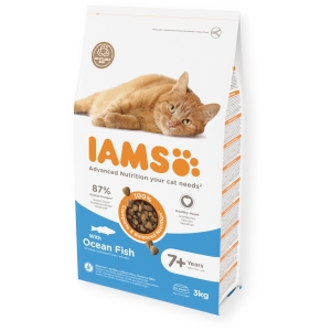 Полноценный сухой корм IAMS CAT Senior 7+ с океанической рыбой 3 кг для пожилых кошек