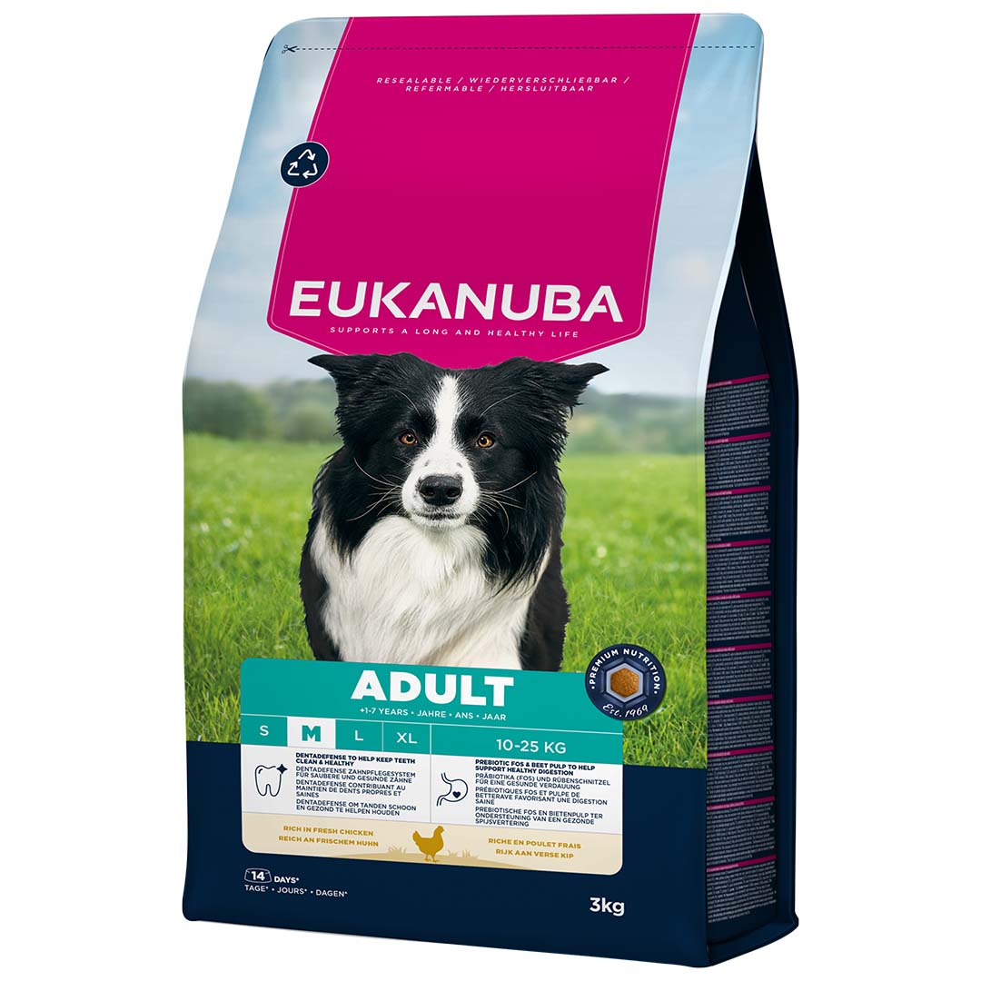 EUKANUBA Adult с курицей средним собакам 3 кг
