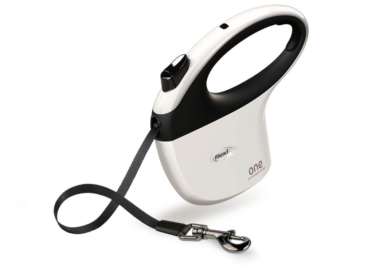 Поводок flexi One for All  M 5m Лента белый/чёрный