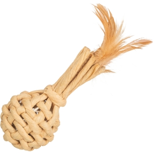 Игрушка для кошек Бумажная прядь с перьями, 15 см