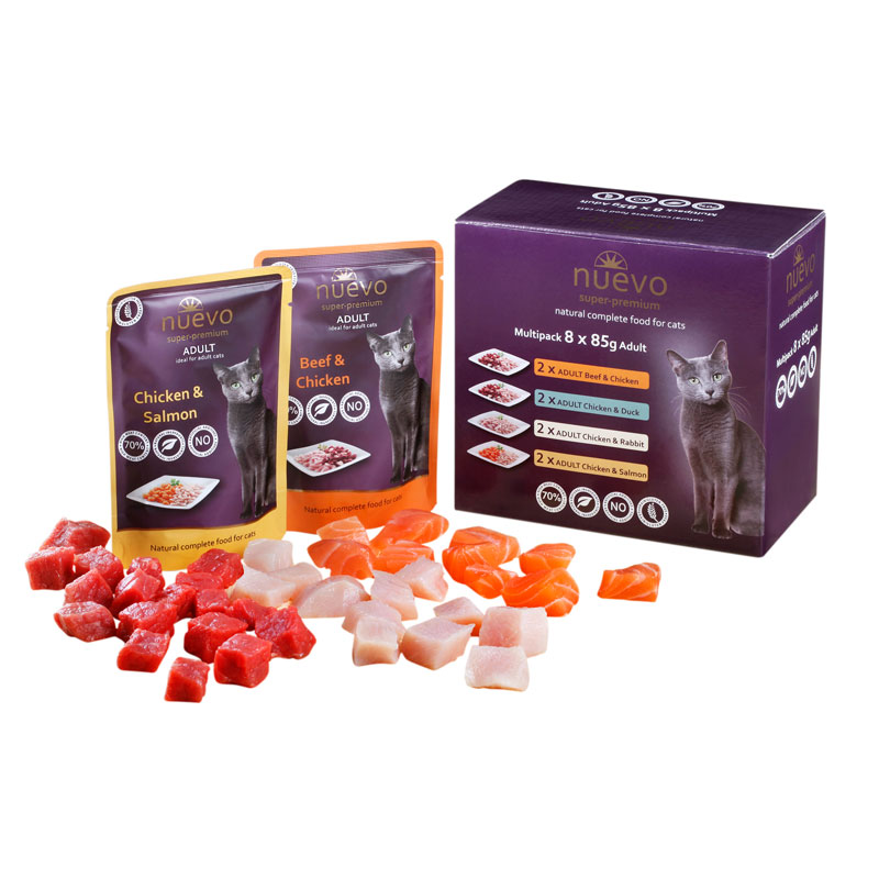 Полноценный (влажный) корм NUEVO Super-Premium для кошек мультипак 8x85г