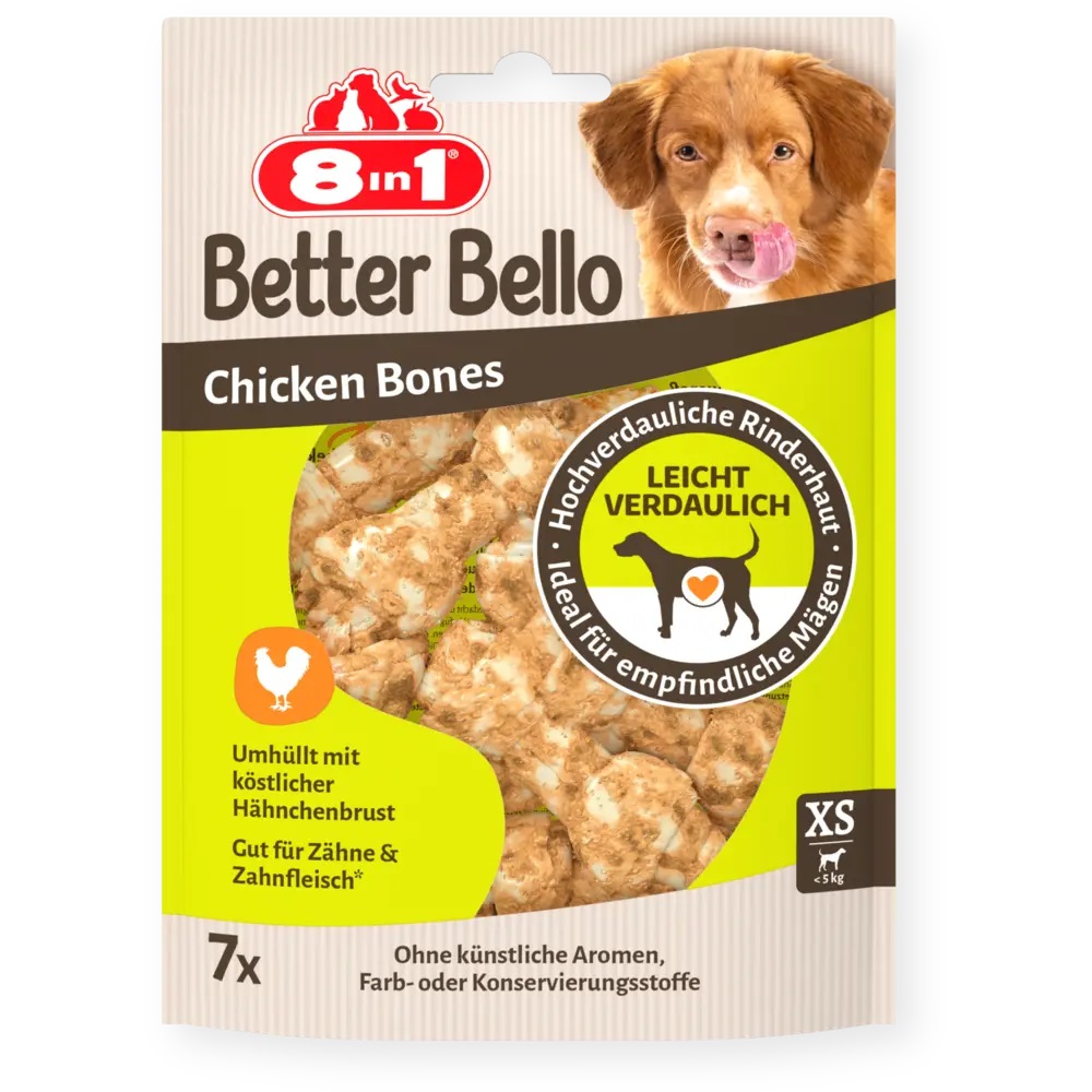 Лакомство для собак 8in1 Better Bello Chicken косточки XS 7шт