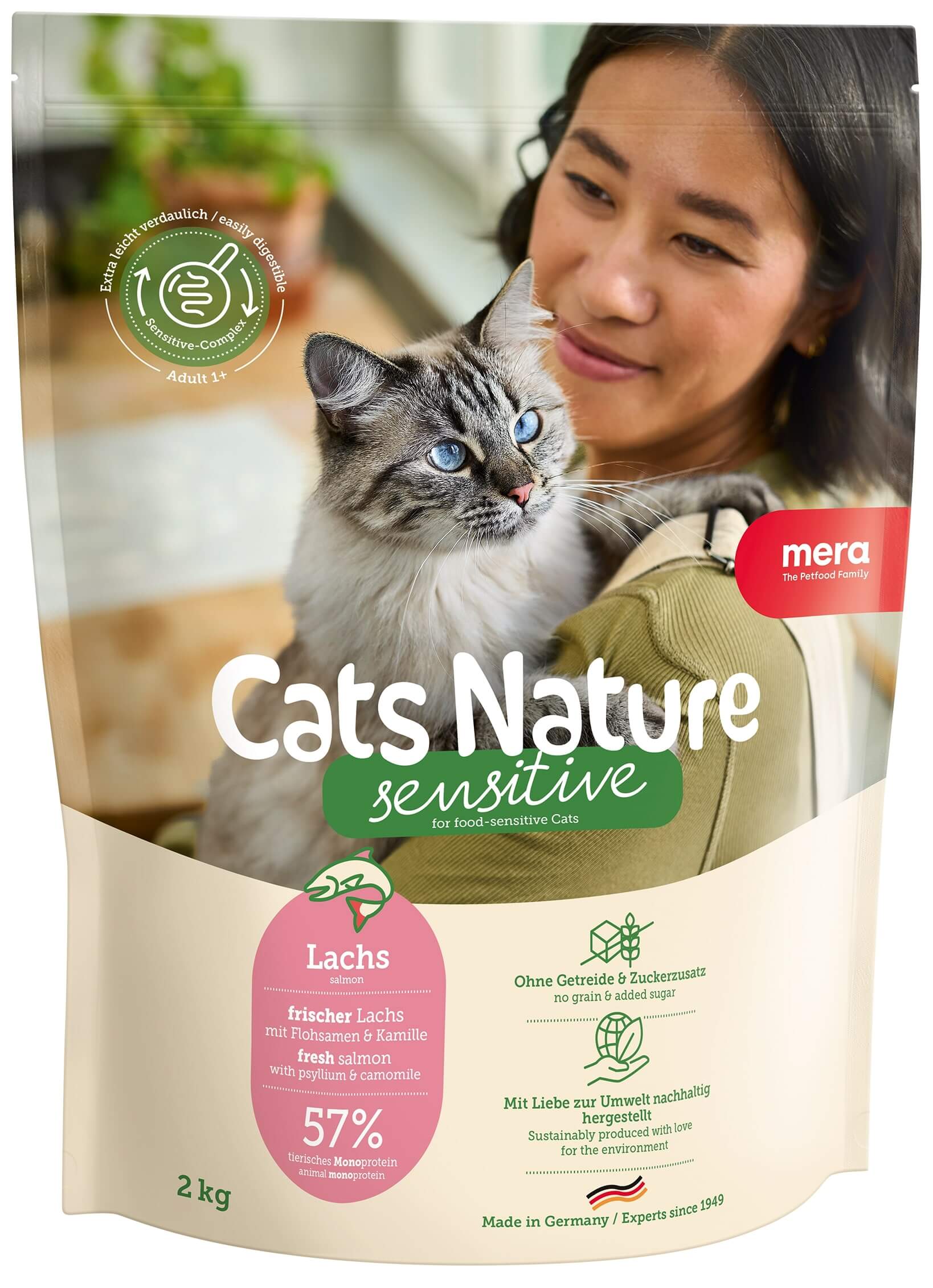 Mera Cats Nature Sensitive kuivtoit kassidele lõhega 2kg