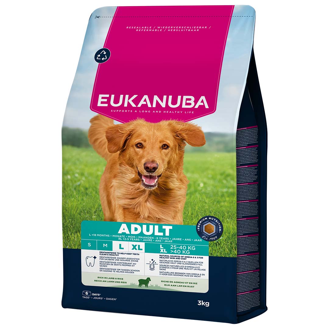EUKANUBA Adult lambaliha ja riisiga suurtele koertele 3 kg
