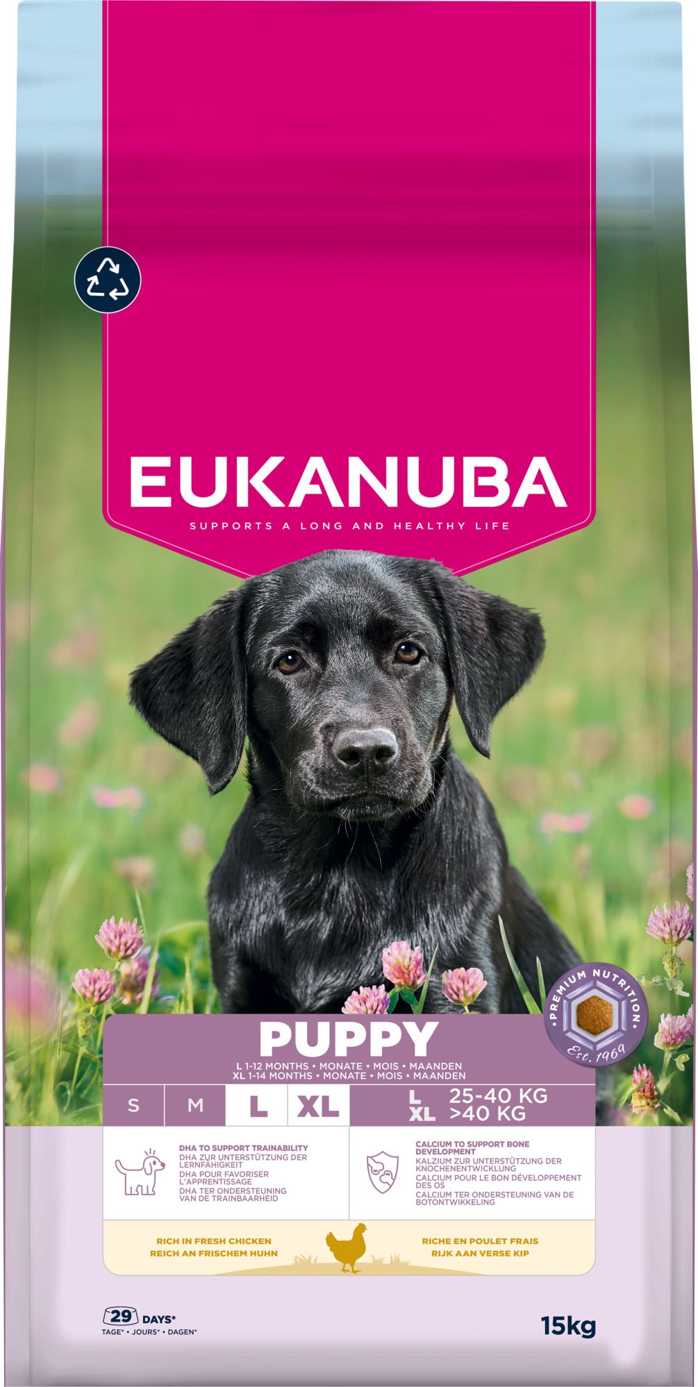 EUKANUBA Puppy kanalihaga suurtele koertele 15 kg