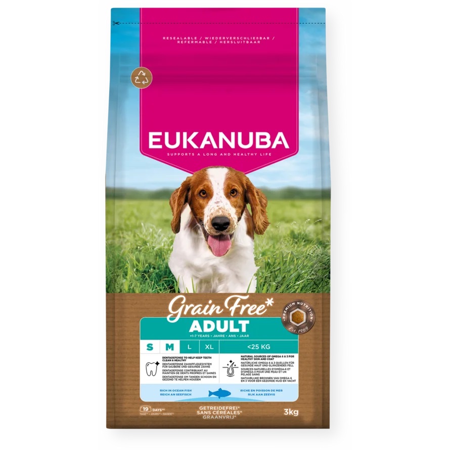 EUKANUBA Adult ookeanikalaga väikestele ja keskmistele koertele teraviljavaba 3 kg