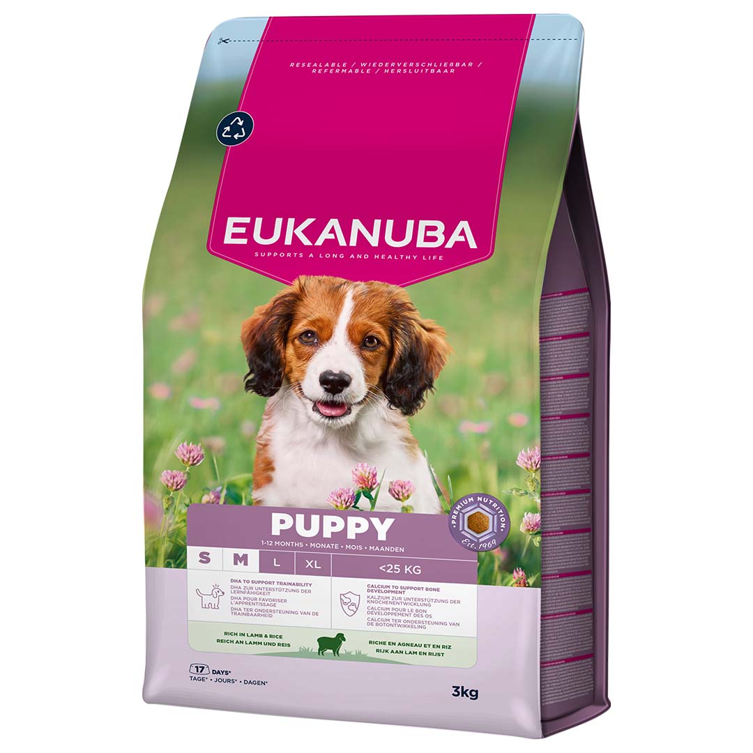 EUKANUBA Puppy с бараниной и рисом мелким и средним собакам 3 кг