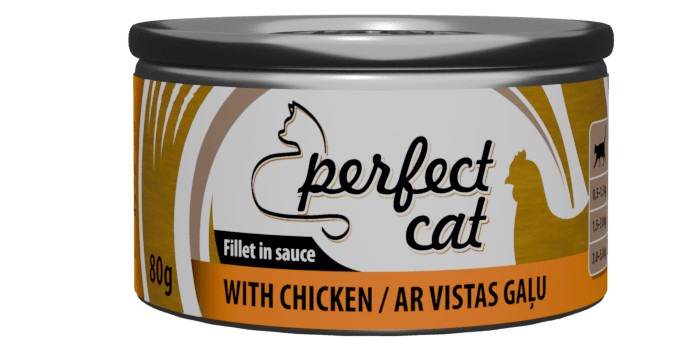 Полноценный (влажный) корм Perfect Cat с курицей в соусе 80 г