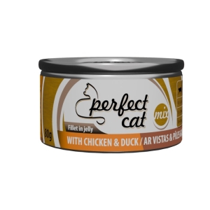 Полноценный (влажный) корм Perfect Cat с курицей и уткой в ​​желе 80 г