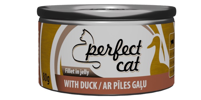 Полноценный (влажный) корм Perfect Cat с уткой в ​​желе 80 г