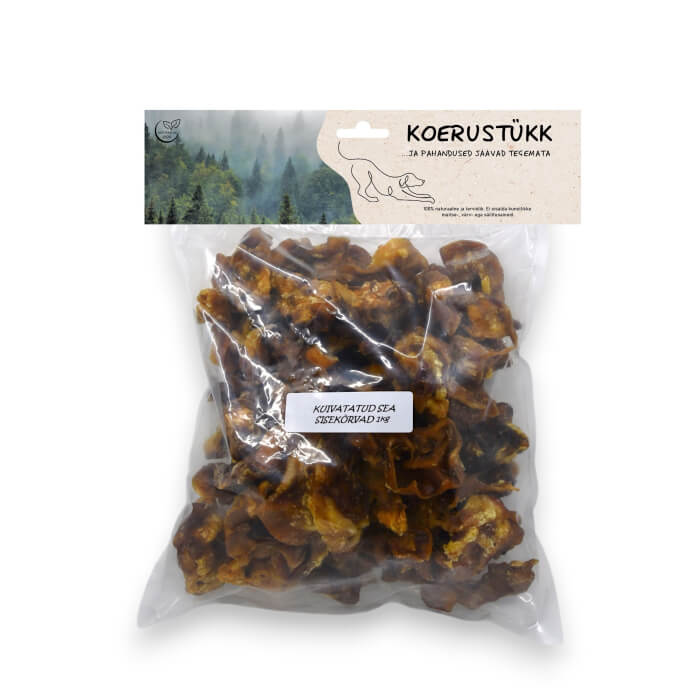 Koerustükk kuivatatud sea sisekõrvad koerale 1kg