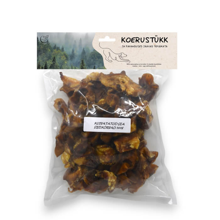 Koerustükk kuivatatud sea sisekõrvad koerale 500g