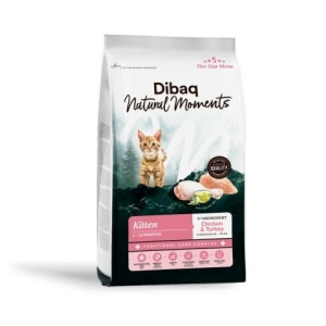 Dibaq Natural Moments 5 Star Kitten kana ja kalkuniga kassipojatoit 1,5kg
