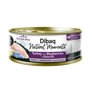 Dibaq Natural Moments 5 Star kalkuni ja mustika konserv steriliseeritud kassile 70g