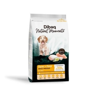 Dibaq Natural Moments 5 Star Medium Adult kalkuni ja kanaga keskmist tõugu koeratoit 2kg