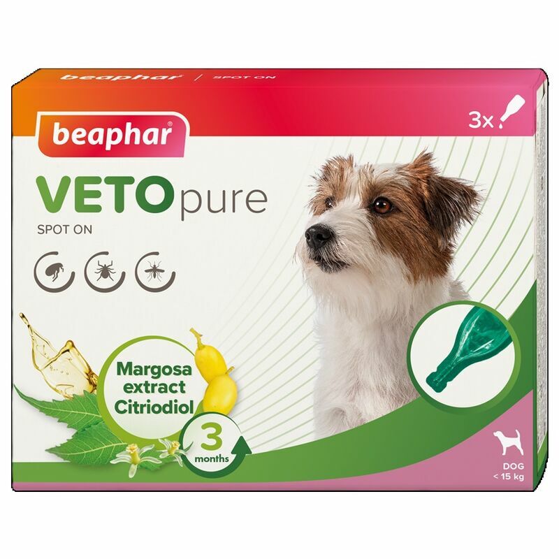 Beaphar Veto Pure Spot-On Dog S/M kuni 15kg N3 (välisparasiitide vastane repellent koertele)