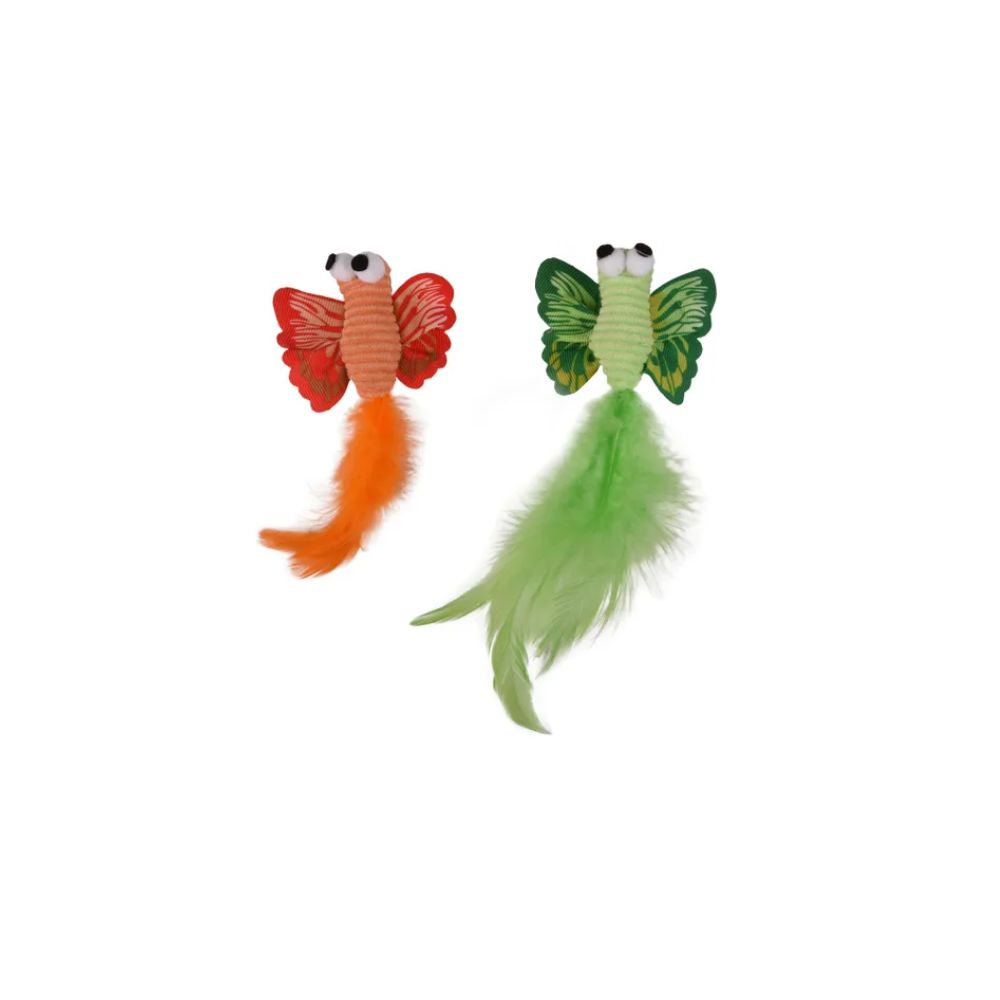 Flamingo mänguasi kassidele "Alea" liblikas sulgedega, assortii