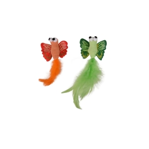 Flamingo mänguasi kassidele "Alea" liblikas sulgedega, assortii