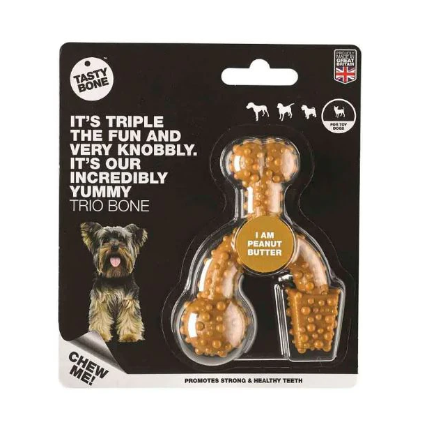 TastyBone Toy Trio Bone Peanut Butter mänguasi koertele