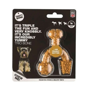 TastyBone Toy Trio Bone Peanut Butter mänguasi koertele